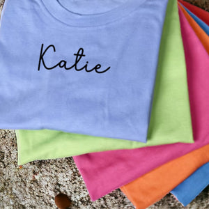 Childrens personalised T-shirts with a name