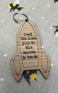 Rocket oak keyrings