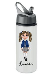 School girl metal drinking bottle