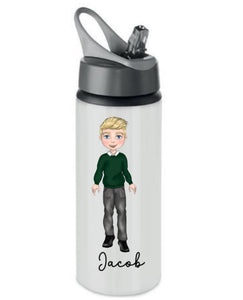 Back to school boy metal drinking bottle