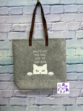 Cat out of the bag felt tote