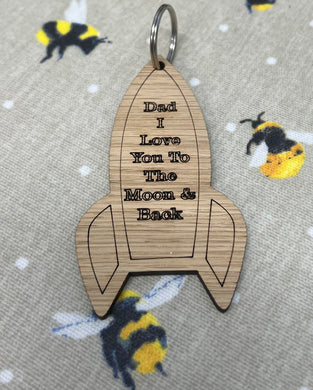 Rocket oak keyrings