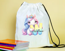 Load image into Gallery viewer, Initial alphabet themed drawstring PE  gym bags