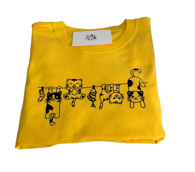 Cat washing line tshirt