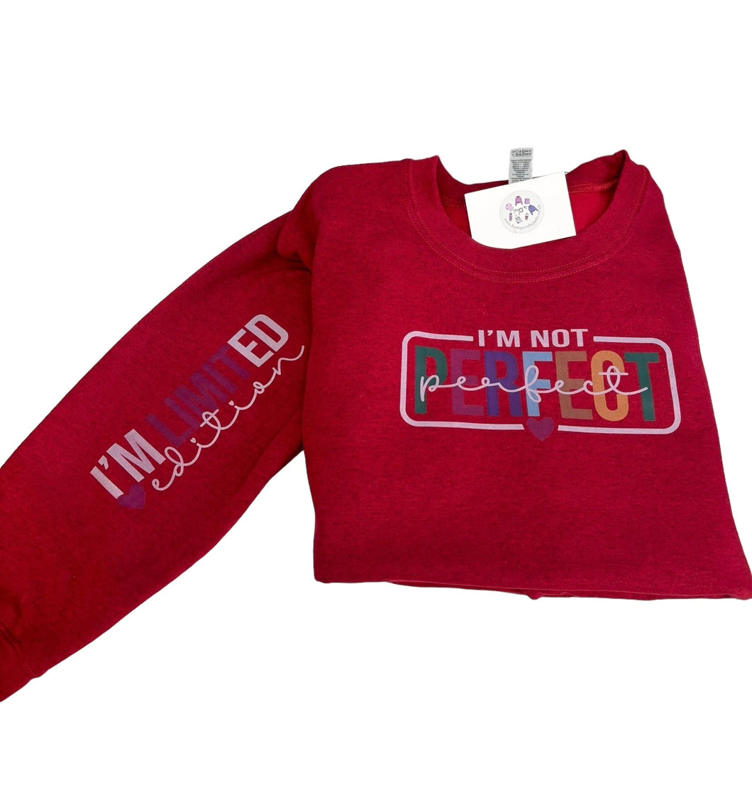 I’m not perfect sleeve print sweater