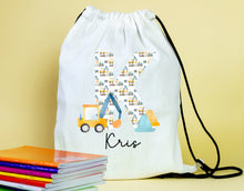 Load image into Gallery viewer, Initial alphabet themed drawstring PE  gym bags