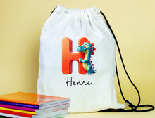 Load image into Gallery viewer, Initial alphabet themed drawstring PE  gym bags