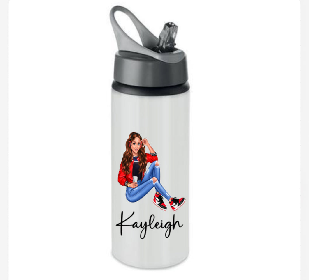 Girls personalised stainless steel bottle