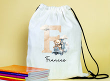 Load image into Gallery viewer, Initial alphabet themed drawstring PE  gym bags