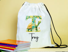 Load image into Gallery viewer, Initial alphabet themed drawstring PE  gym bags