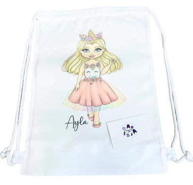 Personalised theme drawstring PE gym style bags