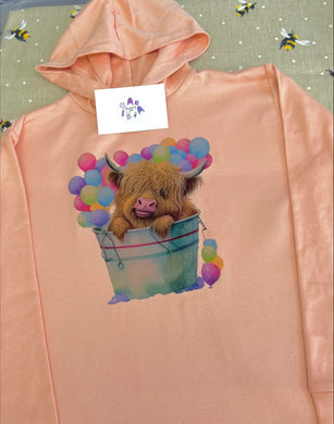 Highland cow balloon hoodie