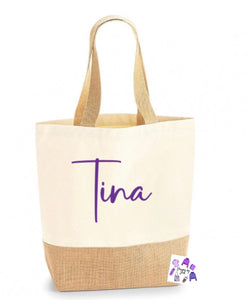 Hessian style tote  bag