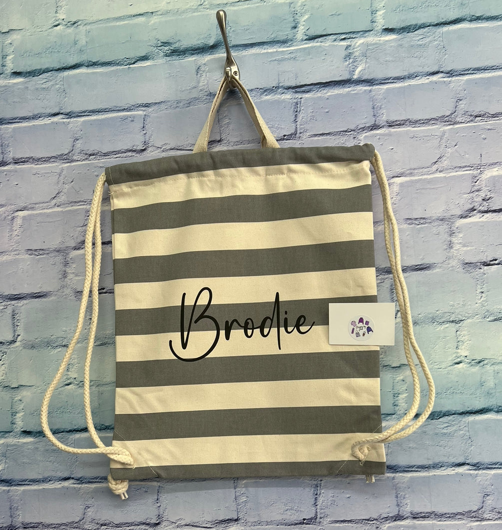 Nautical cotton drawstring bag