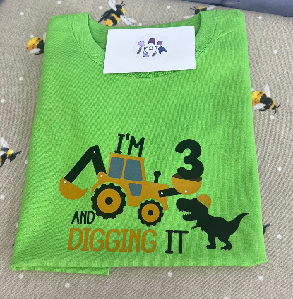 I’m 3 and digging it birthday tshirt