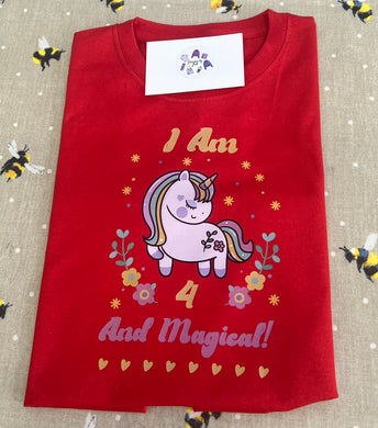 I am 4 and magical birthday tshirt