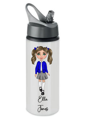 School girl metal drinking bottle