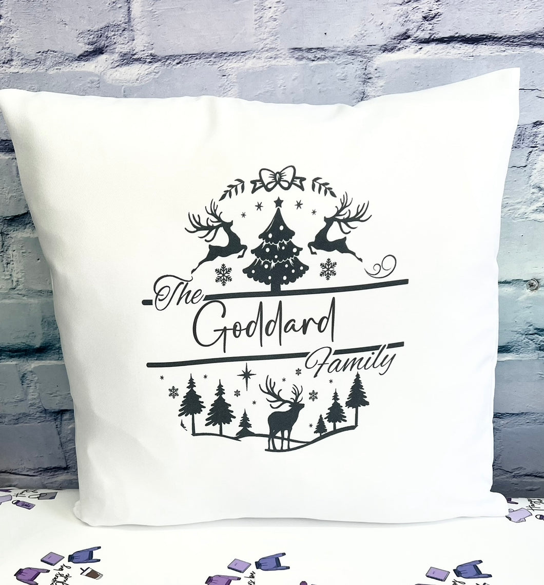 Christmas family name cushion