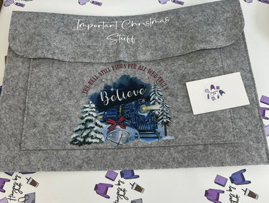 Believe felt folder important Christmas stuff