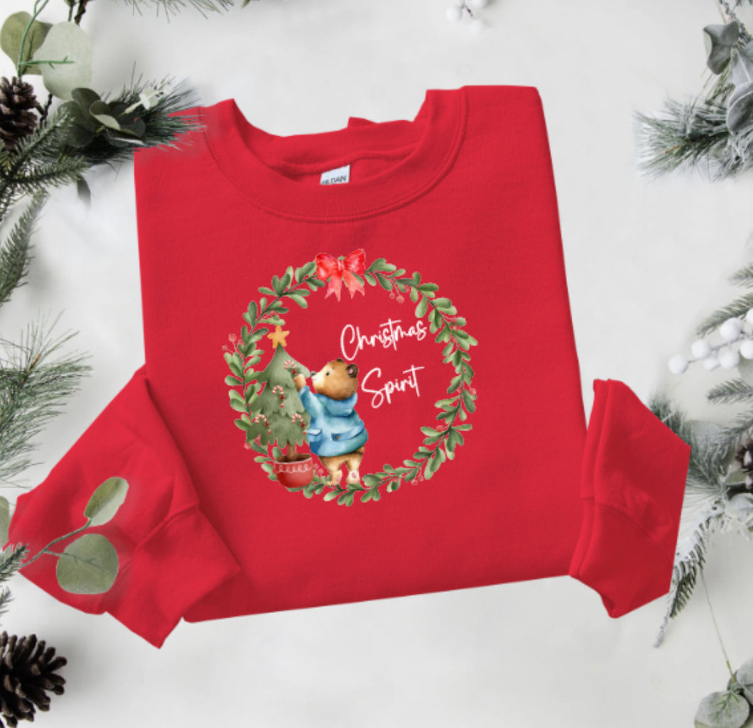 Bear wreath Christmas spirit sweater