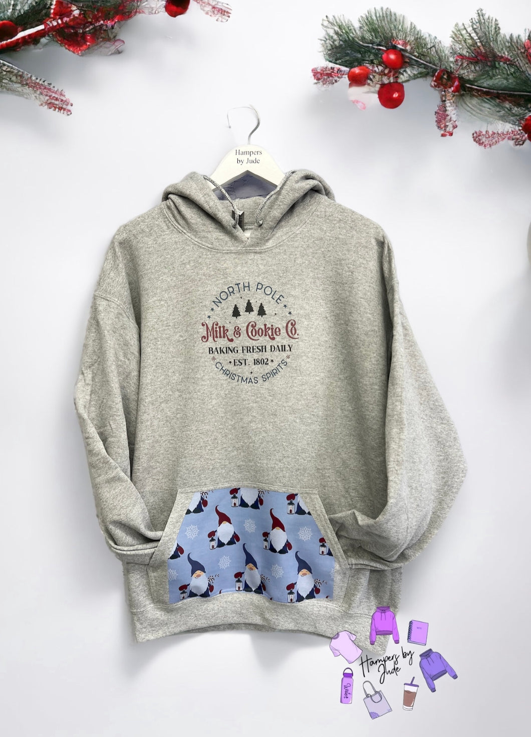 North Pole cookie hoodie pocket print