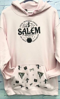 Salem witches pocket print hoodie