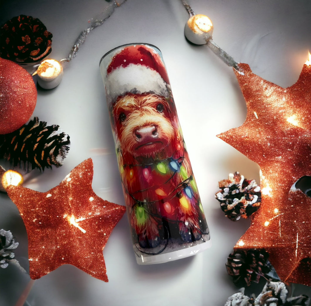 Highland cow Christmas tumbler