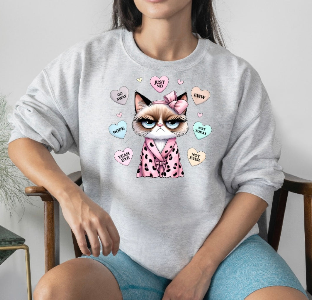 Grumpy cat love heart sweater