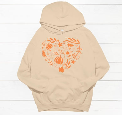 Autumn heart motif hoodie