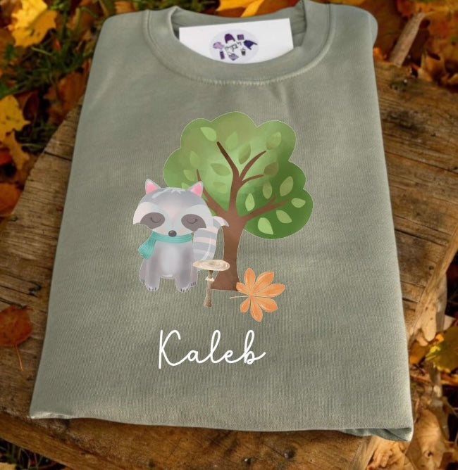 Cute raccoon woodland sweater