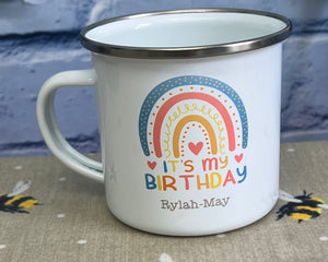 Birthday enamel mugs