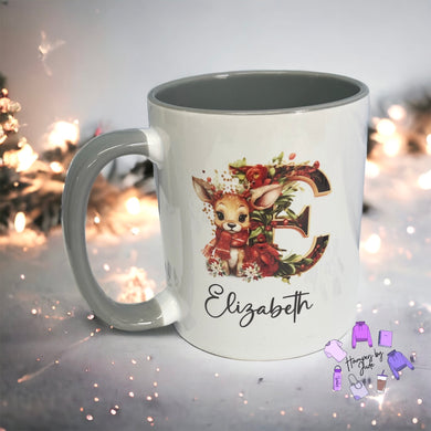 Christmas floral alphabet mug