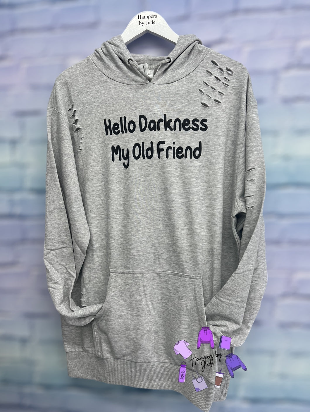 Hello darkness my old friend distressed hoodie