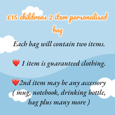Childrens 2 item personalised mystery bag