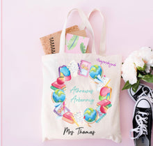 Load image into Gallery viewer, Teacher wreath tote bags