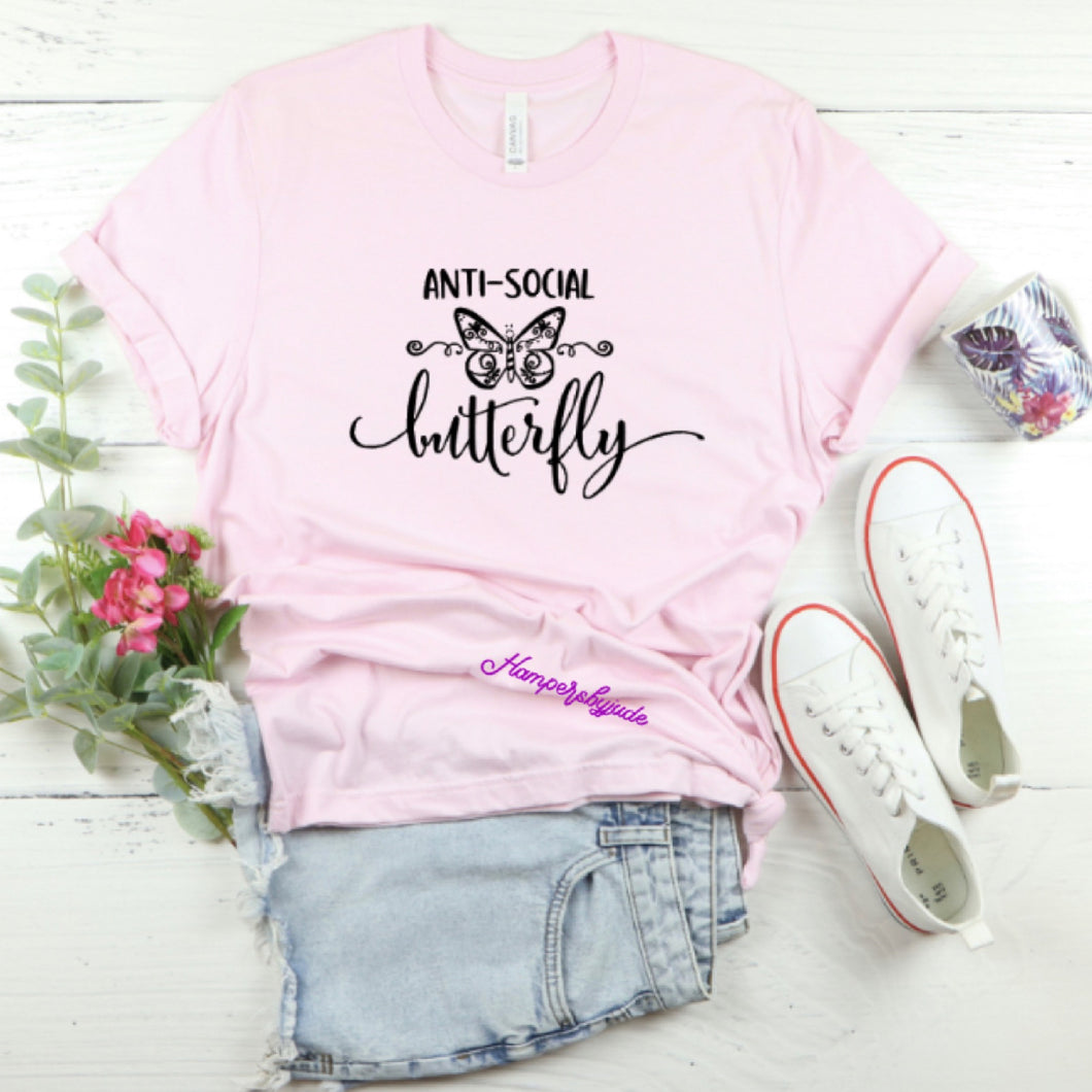 Anti social butterfly tshirt