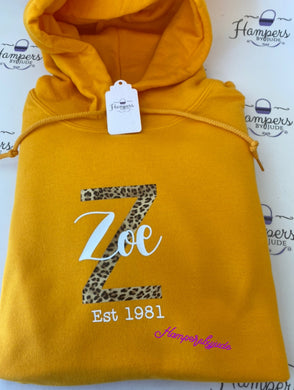 leopard print name hoodie