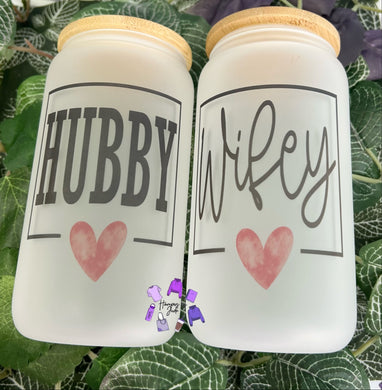 Hubby and wifey glass bamboo set