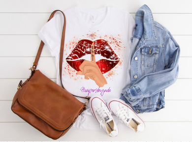 Shh red lips tshirt