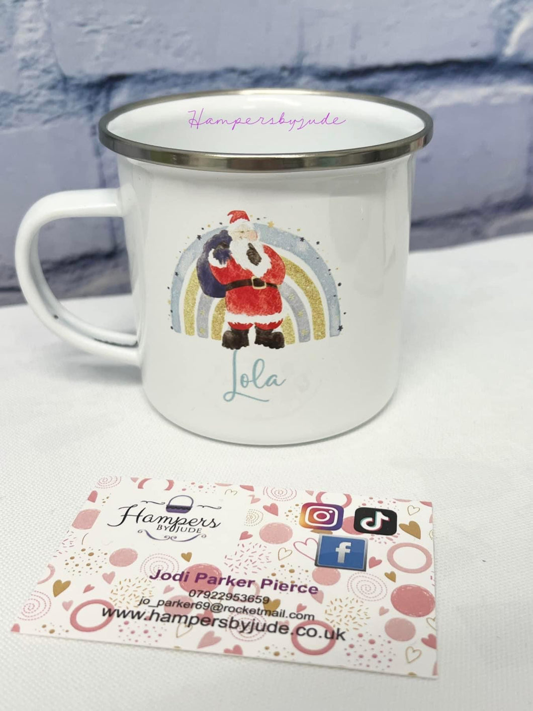 Christmas Santa enamel cup