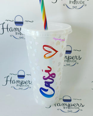 Colour changing heart cup
