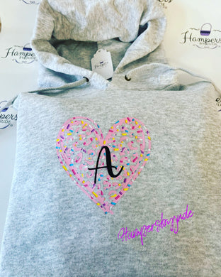 Confetti initial sprinkle heart