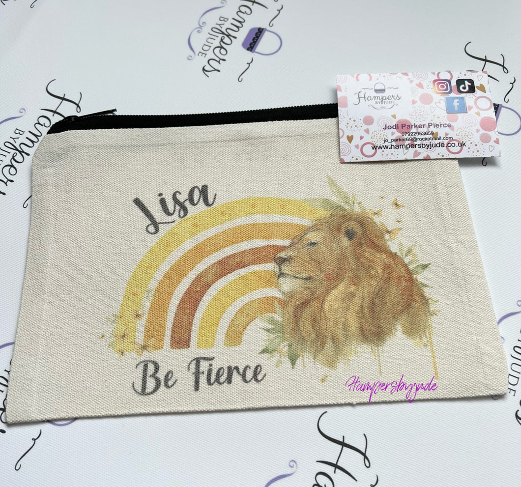 Be fierce lion rainbow zip bag